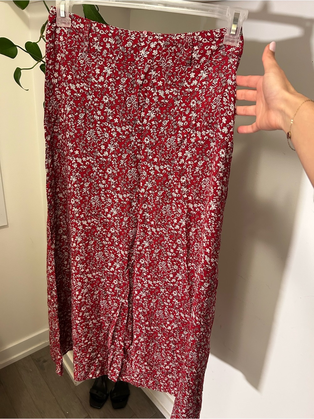 Floral Red Midi Skirt